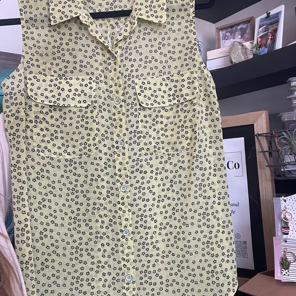 CAbi Yellow Floral Sleeveless Top